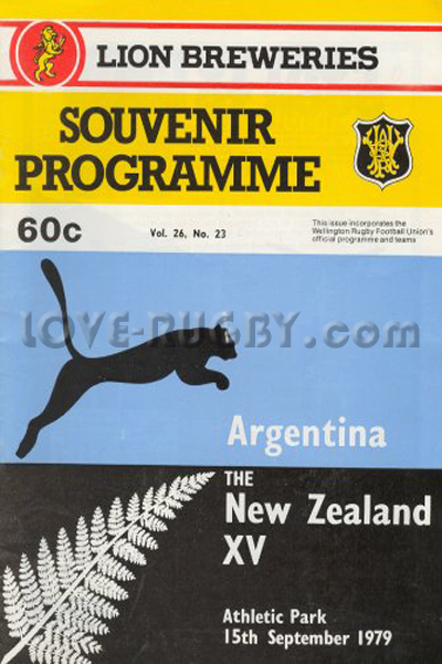 1979 New Zealand v Argentina  Rugby Programme